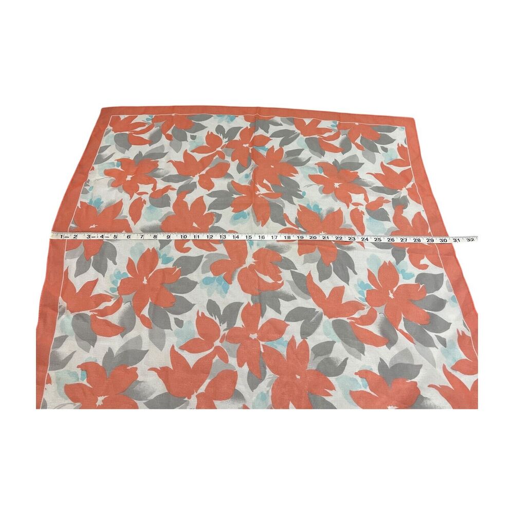 Peach and Gray Leaves Printed Square Head Scarf 30.5" x 30.5" Lightweight - Picture 5 of 6